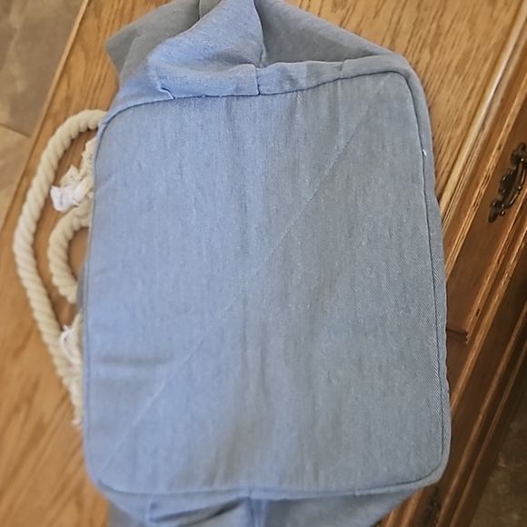 MALIRONI Extra Large Chambray Canvas Zip Top Tote Market Bag Beach Bag 44L - Picture 4 of 13